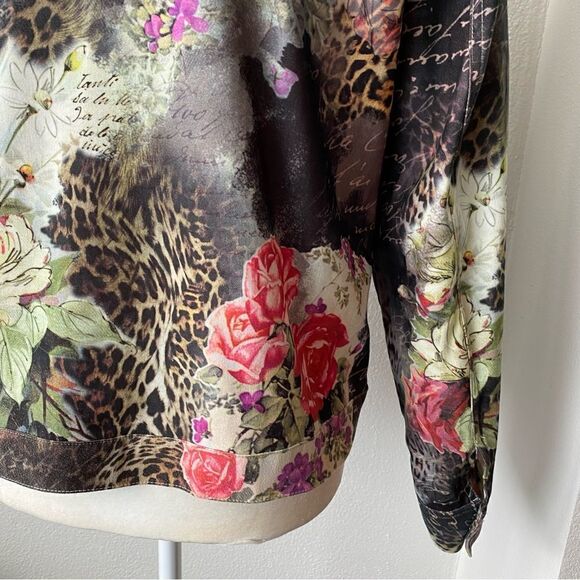 Impulse Floral Bomber Jacket Retro Pop Art Deco USA M - Picture 10 of 16